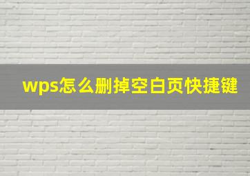 wps怎么删掉空白页快捷键