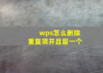 wps怎么删除重复项并且留一个