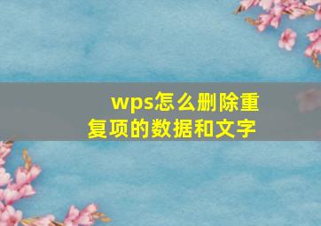 wps怎么删除重复项的数据和文字