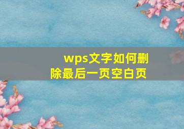 wps文字如何删除最后一页空白页