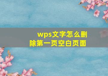 wps文字怎么删除第一页空白页面