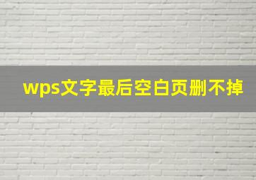 wps文字最后空白页删不掉