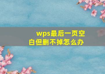 wps最后一页空白但删不掉怎么办