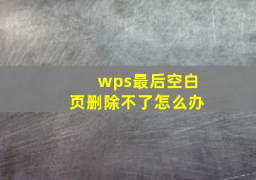 wps最后空白页删除不了怎么办