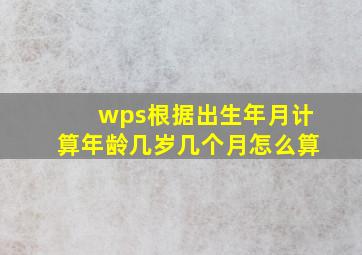 wps根据出生年月计算年龄几岁几个月怎么算