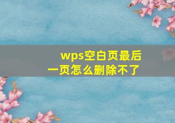 wps空白页最后一页怎么删除不了