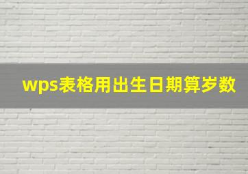 wps表格用出生日期算岁数