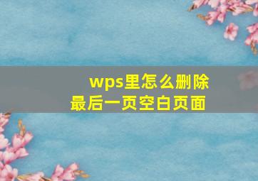 wps里怎么删除最后一页空白页面