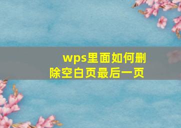 wps里面如何删除空白页最后一页