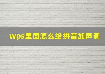 wps里面怎么给拼音加声调