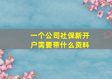 一个公司社保新开户需要带什么资料