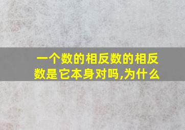 一个数的相反数的相反数是它本身对吗,为什么