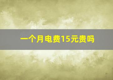 一个月电费15元贵吗