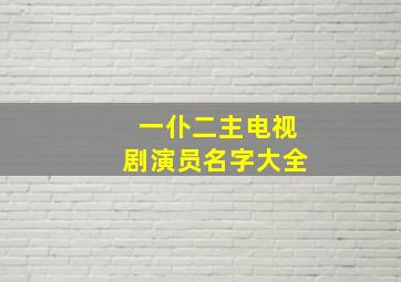 一仆二主电视剧演员名字大全