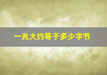 一兆大约等于多少字节