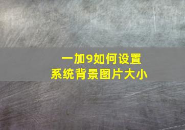 一加9如何设置系统背景图片大小