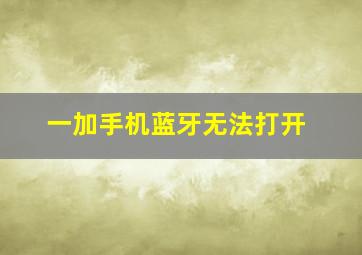 一加手机蓝牙无法打开