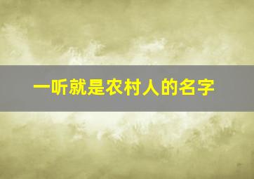 一听就是农村人的名字