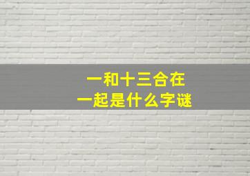 一和十三合在一起是什么字谜