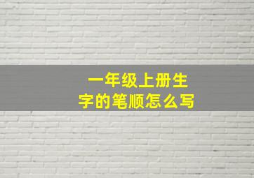 一年级上册生字的笔顺怎么写