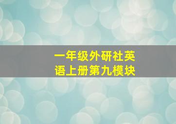 一年级外研社英语上册第九模块