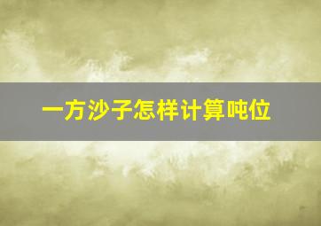 一方沙子怎样计算吨位