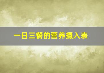 一日三餐的营养摄入表