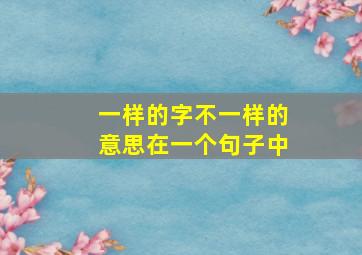 一样的字不一样的意思在一个句子中