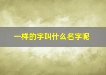 一样的字叫什么名字呢