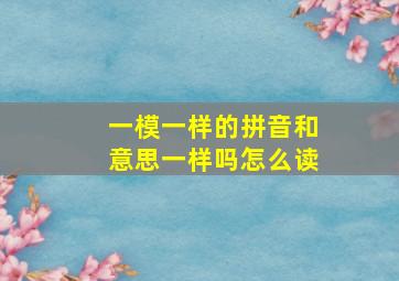 一模一样的拼音和意思一样吗怎么读