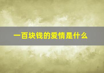 一百块钱的爱情是什么