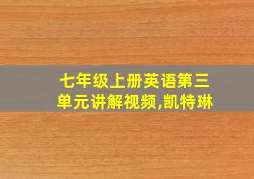 七年级上册英语第三单元讲解视频,凯特琳