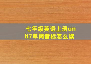 七年级英语上册unit7单词音标怎么读