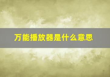 万能播放器是什么意思