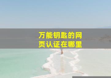 万能钥匙的网页认证在哪里