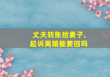 丈夫转账给妻子,起诉离婚能要回吗