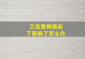 三位密码锁忘了密码了怎么办