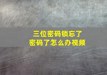 三位密码锁忘了密码了怎么办视频