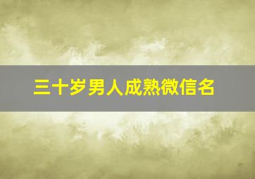 三十岁男人成熟微信名