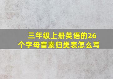 三年级上册英语的26个字母音素归类表怎么写