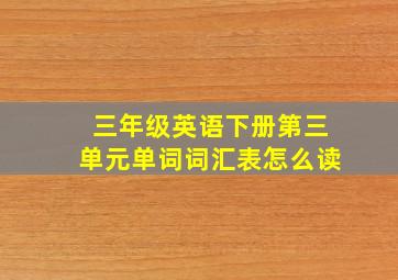 三年级英语下册第三单元单词词汇表怎么读