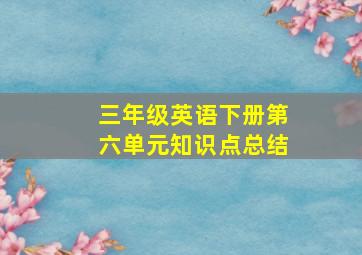 三年级英语下册第六单元知识点总结