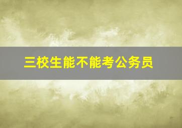 三校生能不能考公务员