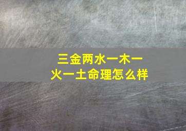 三金两水一木一火一土命理怎么样