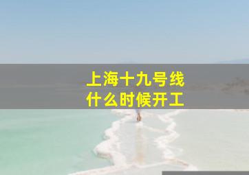 上海十九号线什么时候开工