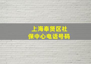 上海奉贤区社保中心电话号码