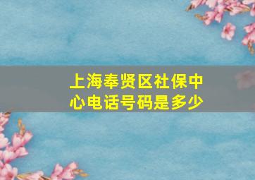 上海奉贤区社保中心电话号码是多少