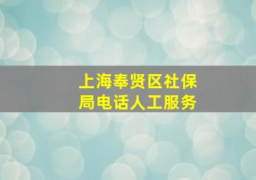 上海奉贤区社保局电话人工服务