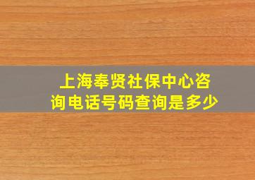 上海奉贤社保中心咨询电话号码查询是多少