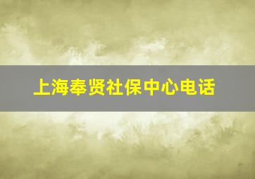 上海奉贤社保中心电话